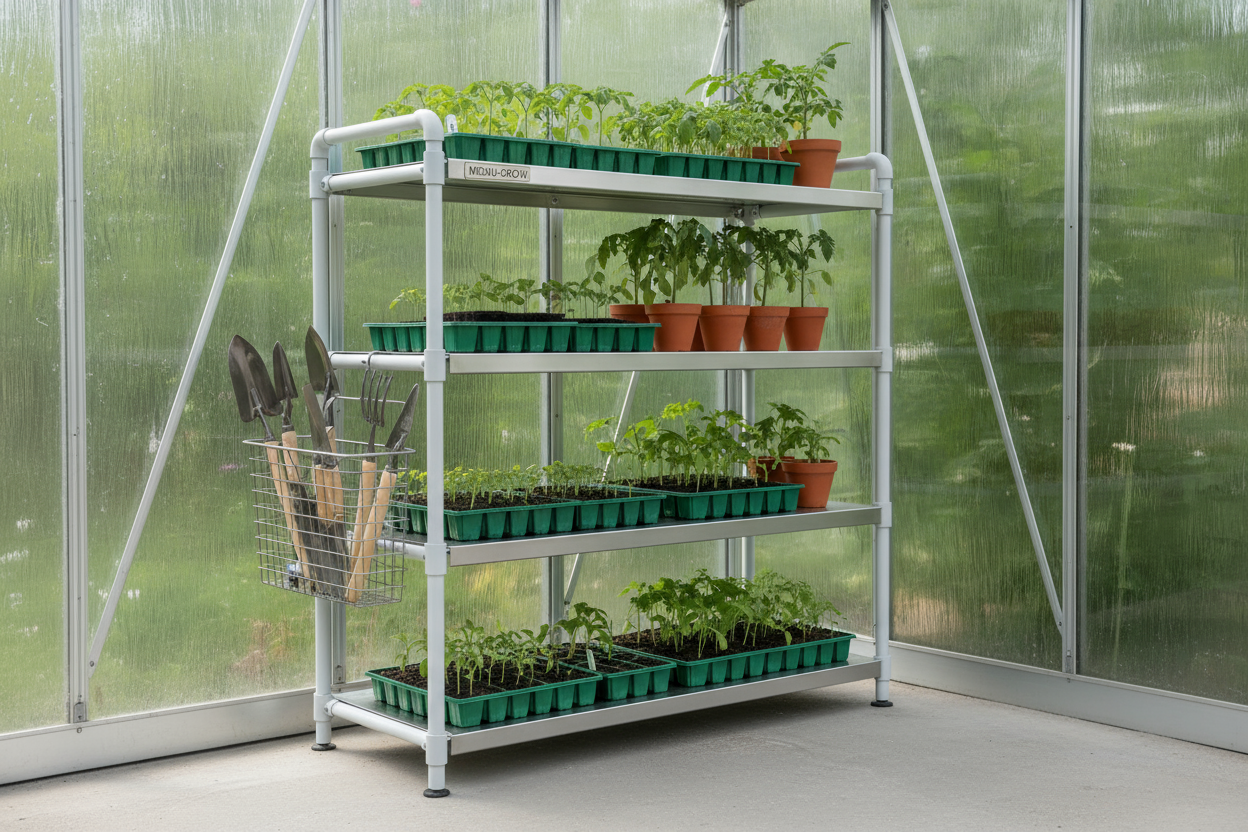 The Horticubic Inner Shelving Set adds organized vertical space inside compact greenhouses and tall cold frames such as YMX-03. Keep seed trays, pots, and tools within reach while freeing up your floor area.
Steel shelves with a durable finish; easy to wipe clean.
Modular layout for trays, seedlings, and hand tools.
DIY install with included hardware; compact footprint.
