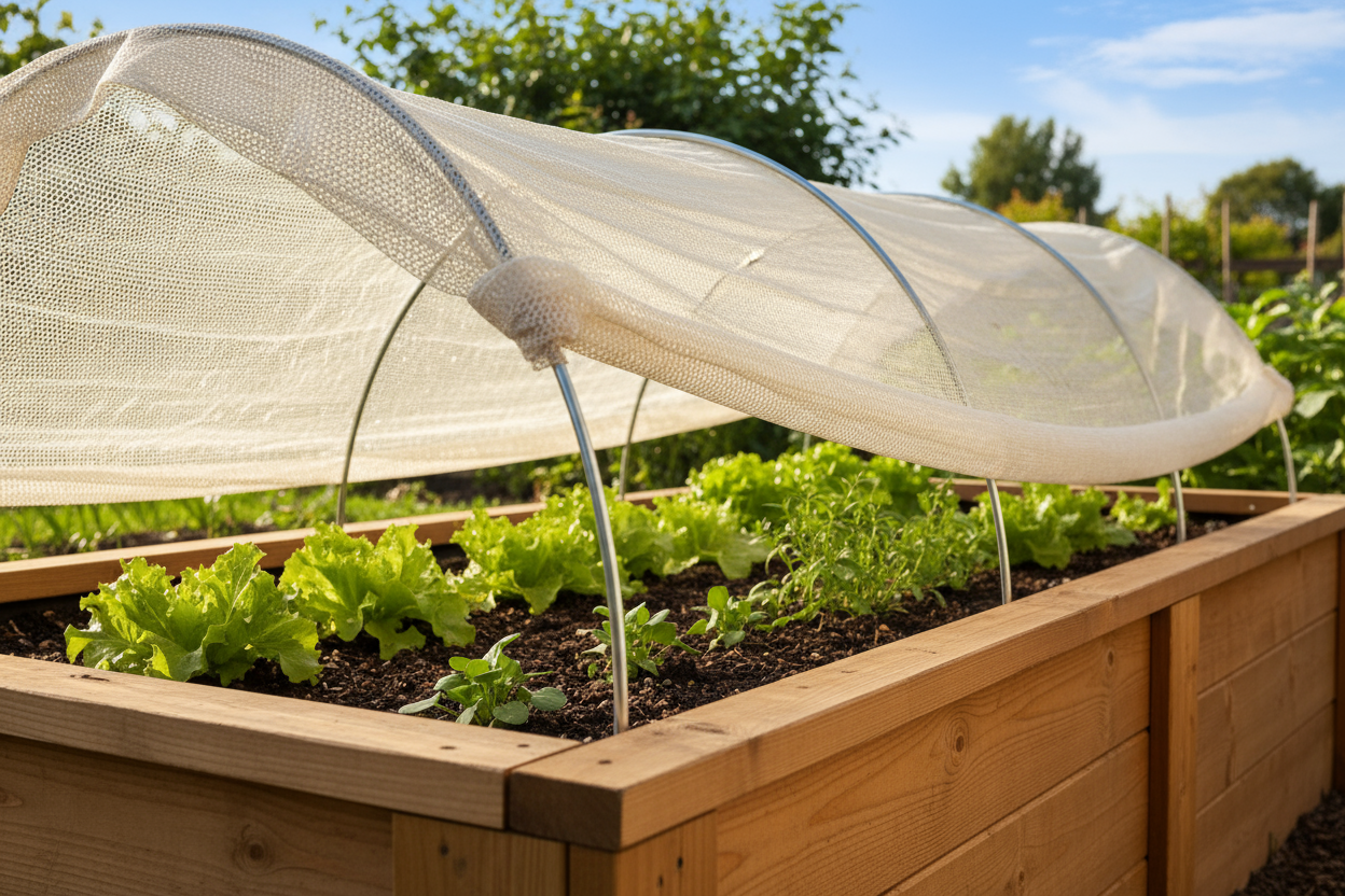 A breathable, UV-resistant shade cloth sized for 4×8 raised beds and the YMX-06 cold frame. Protect tender crops from midday heat while maintaining airflow—great for summer greens and seedling hardening-off.

Heat stress reduction for lettuce, herbs, and young plants.
Use over a cold frame or on hoops directly on the raised bed.
Easy on/off as weather changes; cut-to-fit friendly.