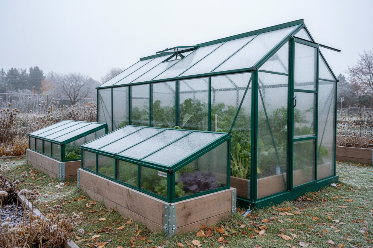 Cold frames and greenhouses sized for Canadian raised beds – built for frost, wind, and shoulder-season weather.