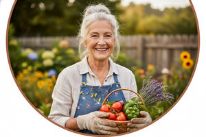 old lady love gardening, real people, icon