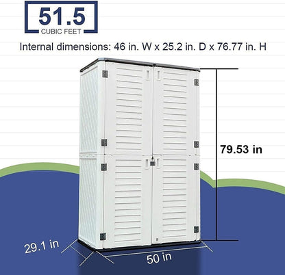 Horti Cubic 52 cu. ft. Outdoor Vertical Storage Shed - Horti Cubic